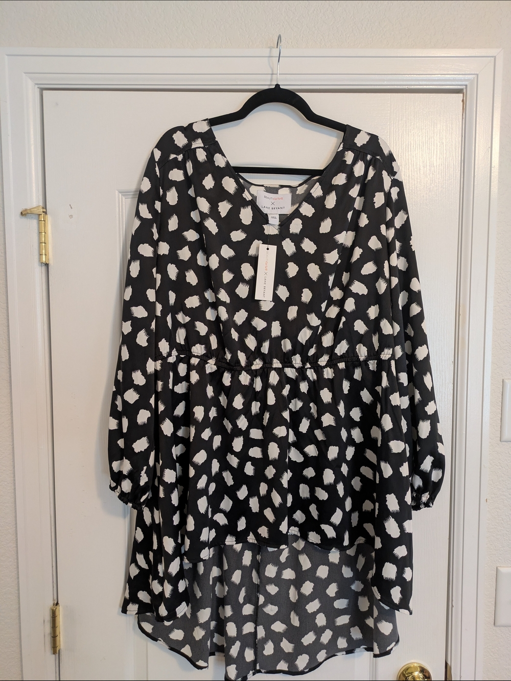 Lane Bryant Black and White Abstract Spot Blouse